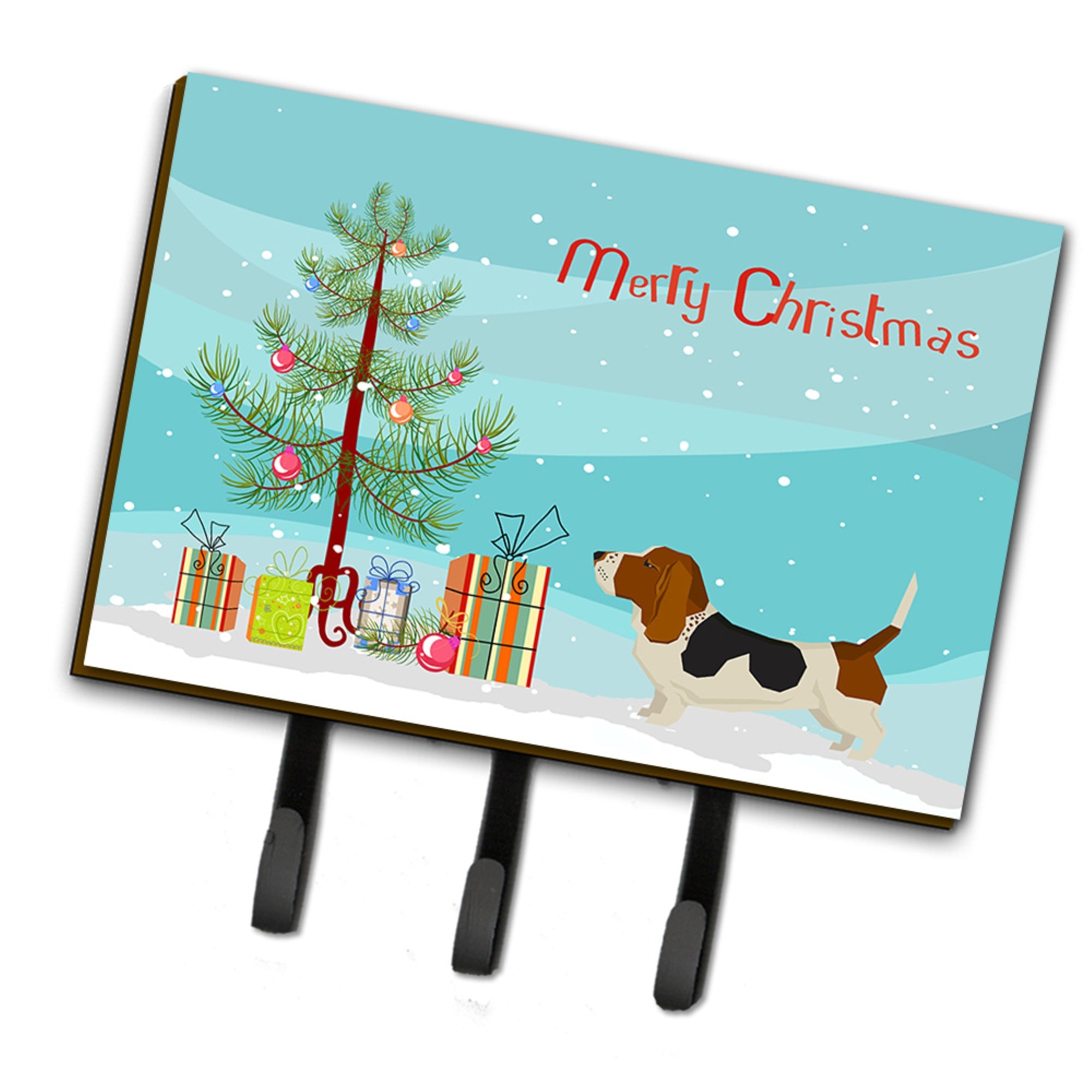 Caroline'S Treasures Basset Hound Christmas Tree Leash Or Key Holder Hooks, Multicolor